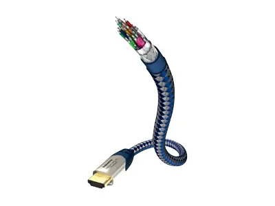 in-akustik Premium High Speed HDMI Cable With Ethernet - HDMI-Kabel mit Ethernet - HDMI männlich zu HDMI männlich - 5 m - Dreifachisolierung - Blau, Silber