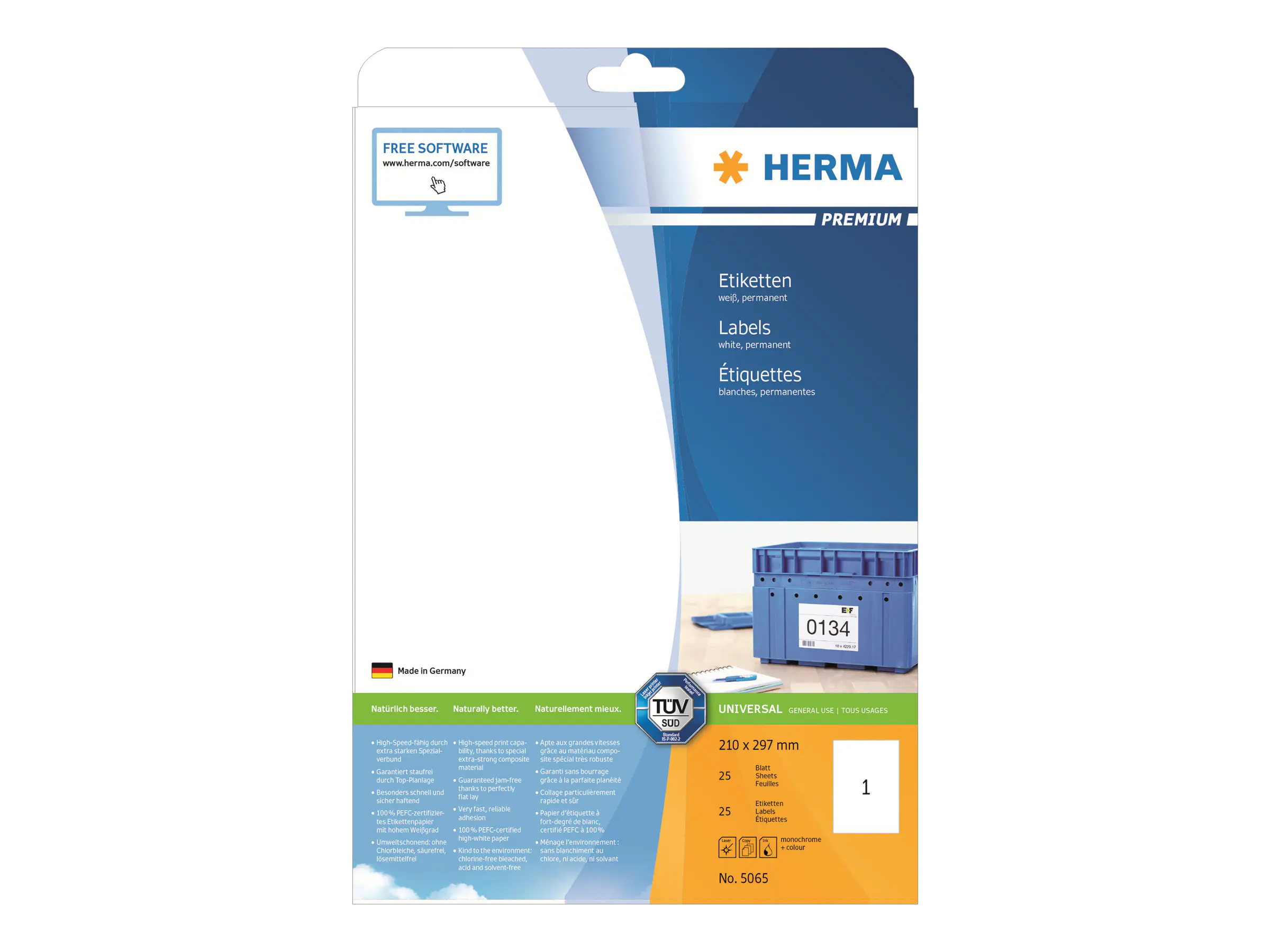 HERMA Premium - Papier - matt - permanent selbstklebend - weiß - A4 (210 x 297 mm) 5065