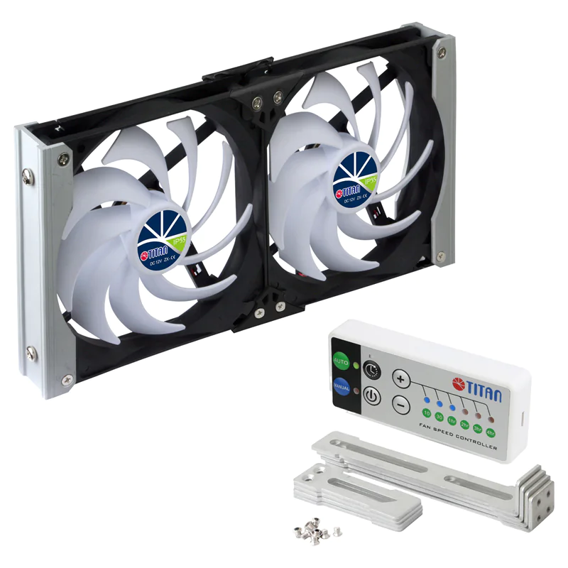 TITAN TTC-SC20 A+ Kühlschrank-Doppellüfter 92x25mm IP55 Timermodus mit integriertem - 12 V -