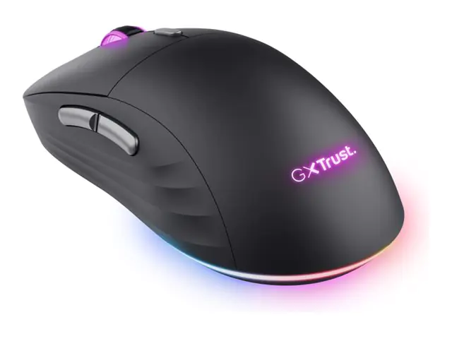 Trust GXT 926 REDEX II - Maus - ultra-niedrige Latenz, einstellbare RGB-Beleuchtung - Für Rechtshänder - Laser - 6 Tasten - kabellos - 2.4 GHz - kabelloser Empfänger (USB) 25126