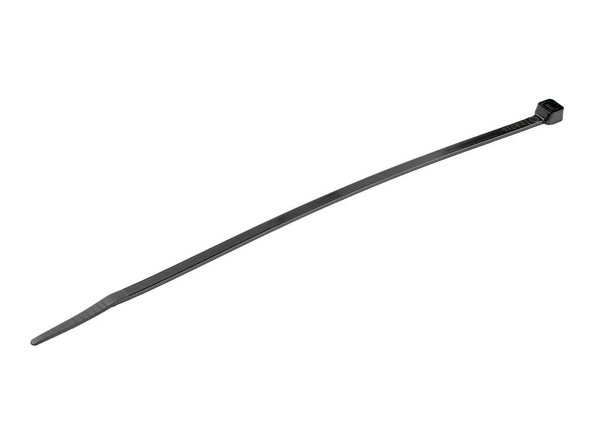 StarTech 20cm(8") Cable Ties, 4mm(1/8") wide, 55mm(2-1/8") Bundle Diameter, 22kg(50lb) Tensile Strength, Nylon Self Locking Zip Ties with Curved Tip, 94V-2/UL Listed, 100 Pack, Black - Nylon 66 Plastic - TAA (CBMZT8B) - Kabelbinder - 20.32 cm - Schwarz -