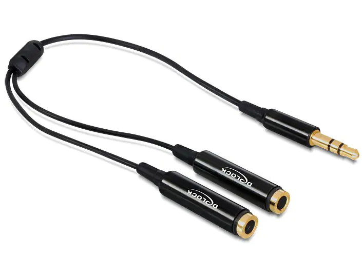 Delock - Audio-Splitter - mini-phone stereo 3.5 mm männlich zu mini-phone stereo 3.5 mm weiblich - 25 cm - Schwarz Delock - Audio-Splitter - mini-phone stereo 3.5 mm männlich zu mini-phone stereo 3.5 mm weiblich - 25 cm - Schwarz