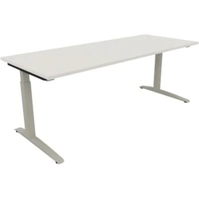 Schreibtisch Kufe Einzels. Quadrat B2000xT800xH650-850 si/Weiß Schreibtisch Kufe Einzels. Quadrat B2000xT800xH650-850 si/Weiß