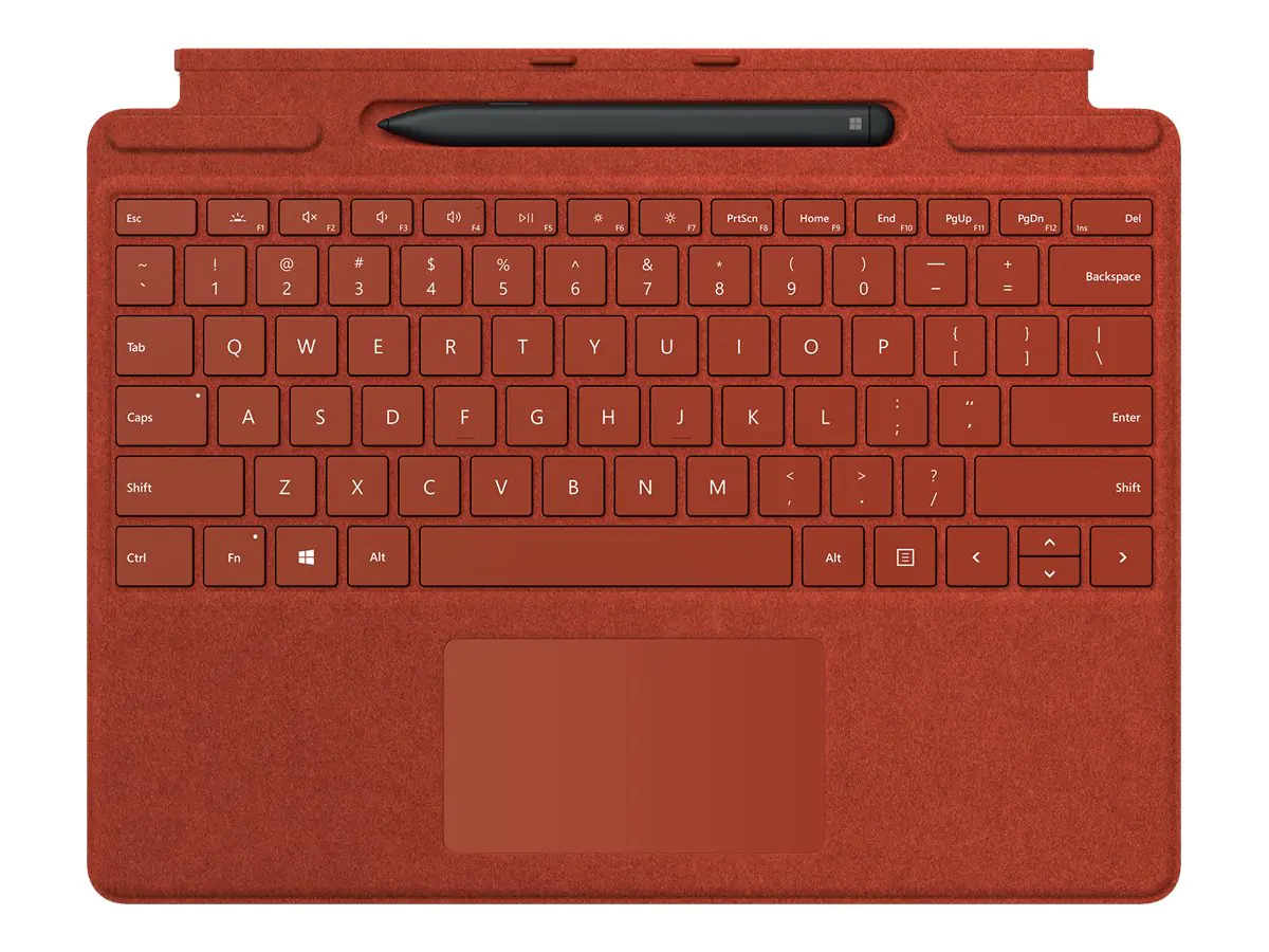 Microsoft Surface Pro X Signature Keyboard with Slim Pen Bundle - Tastatur - mit Trackpad, Beschleunigungsmesser - hinterleuchtet - QWERTZ - Deutsch - Poppy Red - kommerziell - für Surface Pro 8, Pro X