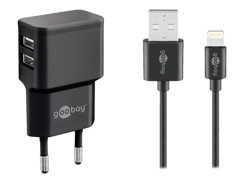 Goobay Netzteil - 12 Watt - 2.4 A - 2 Ausgabeanschlussstellen (USB) 44995