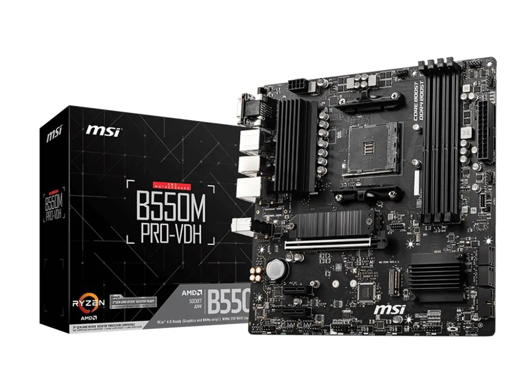 MSI B550M PRO-VDH - Motherboard - micro ATX - Socket AM4 - AMD B550 Chipsatz - USB-C Gen1, USB 3.2 Gen 1 - Gigabit LAN - Onboard-Grafik (CPU erforderlich) - HD Audio (8-Kanal)