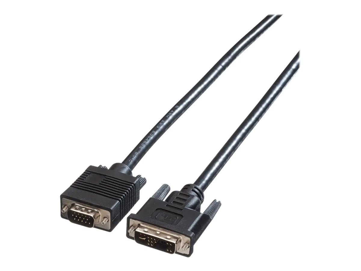Roline - Videokabel - DVI-A (M) zu HD-15 (VGA) (M) - 3 m - Daumenschrauben - Schwarz Roline - Videokabel - DVI-A (M) zu HD-15 (VGA) (M) - 3 m - Daumenschrauben - Schwarz