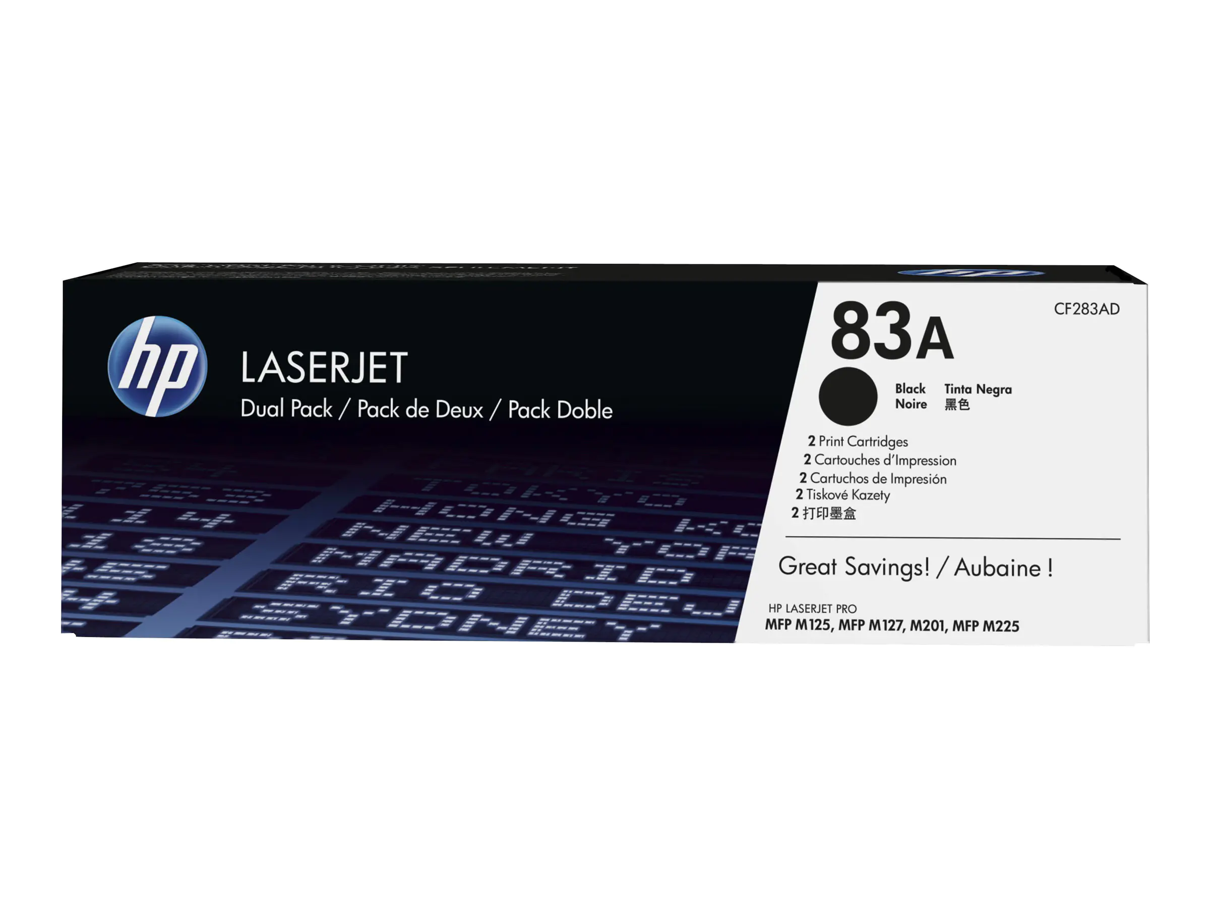 HP 83A - 2er-Pack - Schwarz - original - LaserJet - Tonerpatrone (CF283AD) - für LaserJet Pro M201, M202, MFP M125, MFP M127, MFP M225 HP 83A - 2er-Pack - Schwarz - original - LaserJet - Tonerpatrone (CF283AD) - für LaserJet Pro M201, M202, MFP M125, MFP M127, MFP M225