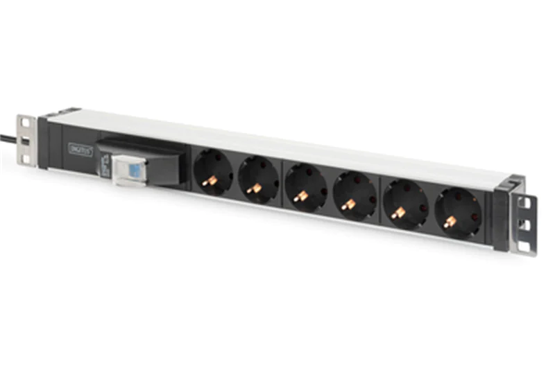 DIGITUS DN-95417 - Steckdosenleiste (Rack - einbaufähig) - Wechselstrom 250 V - 4000 Watt - Eingabe, Eingang Stromversorgung - Ausgangsanschlüsse: 6 - 1U - 48.3 cm (19")