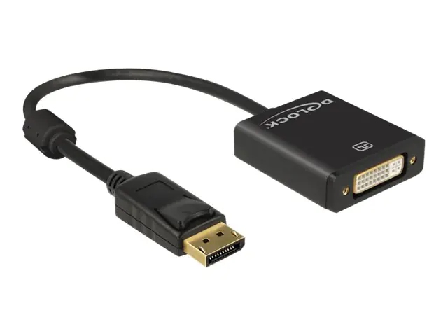 Delock - DisplayPort-Adapter - DisplayPort (M) zu DVI-I (W) - 20 cm - aktiv - Schwarz Delock - DisplayPort-Adapter - DisplayPort (M) zu DVI-I (W) - 20 cm - aktiv - Schwarz