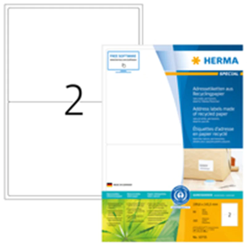 HERMA 10735, Weiß, Selbstklebendes Druckeretikett, Gestanztes Etikett, Papier, Laser/Inkjet, Dauerhaft