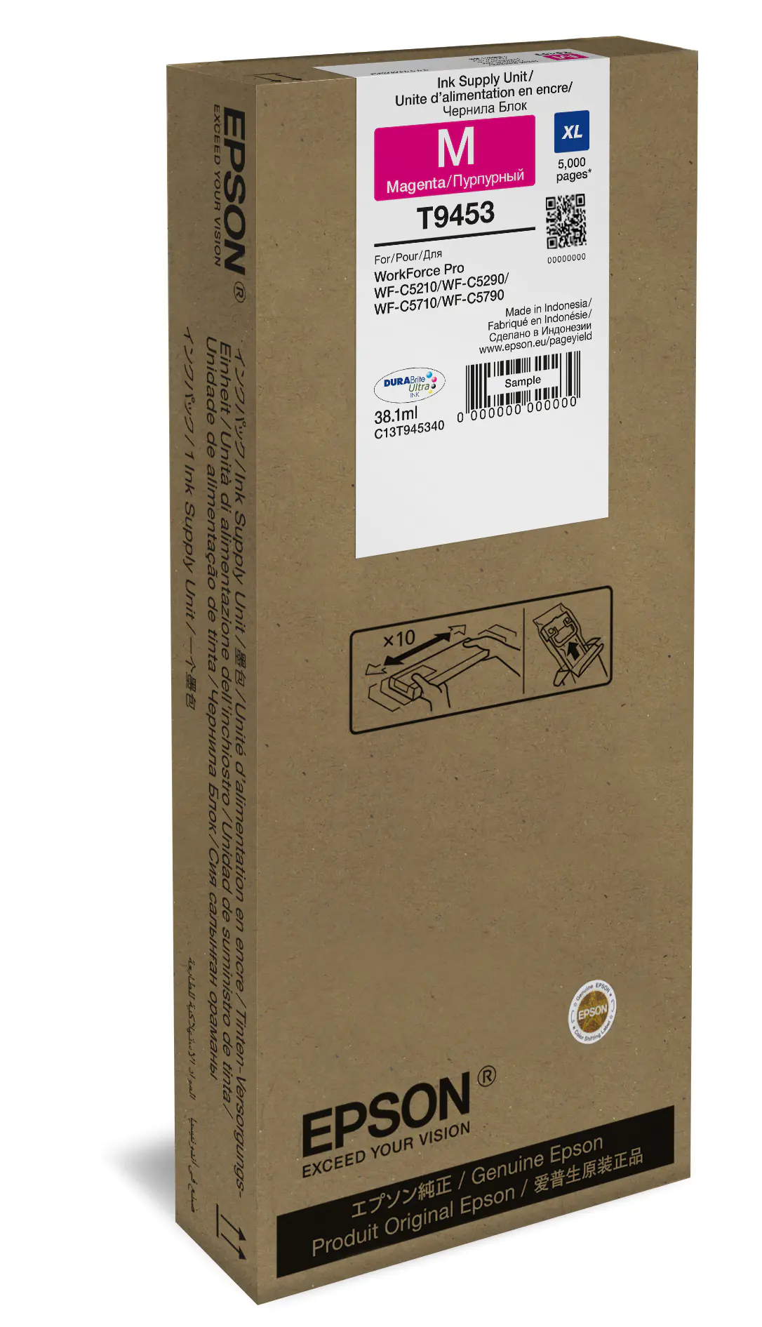Epson T9453 - 38.1 ml - XL - Magenta - Original - Tintenpatrone - für WorkForce Pro WF-C5210DW, WF-C5290DW, WF-C5710DWF, WF-C5790DWF Epson T9453 - 38.1 ml - XL - Magenta - Original - Tintenpatrone - für WorkForce Pro WF-C5210DW, WF-C5290DW, WF-C5710DWF, WF-C5790DWF