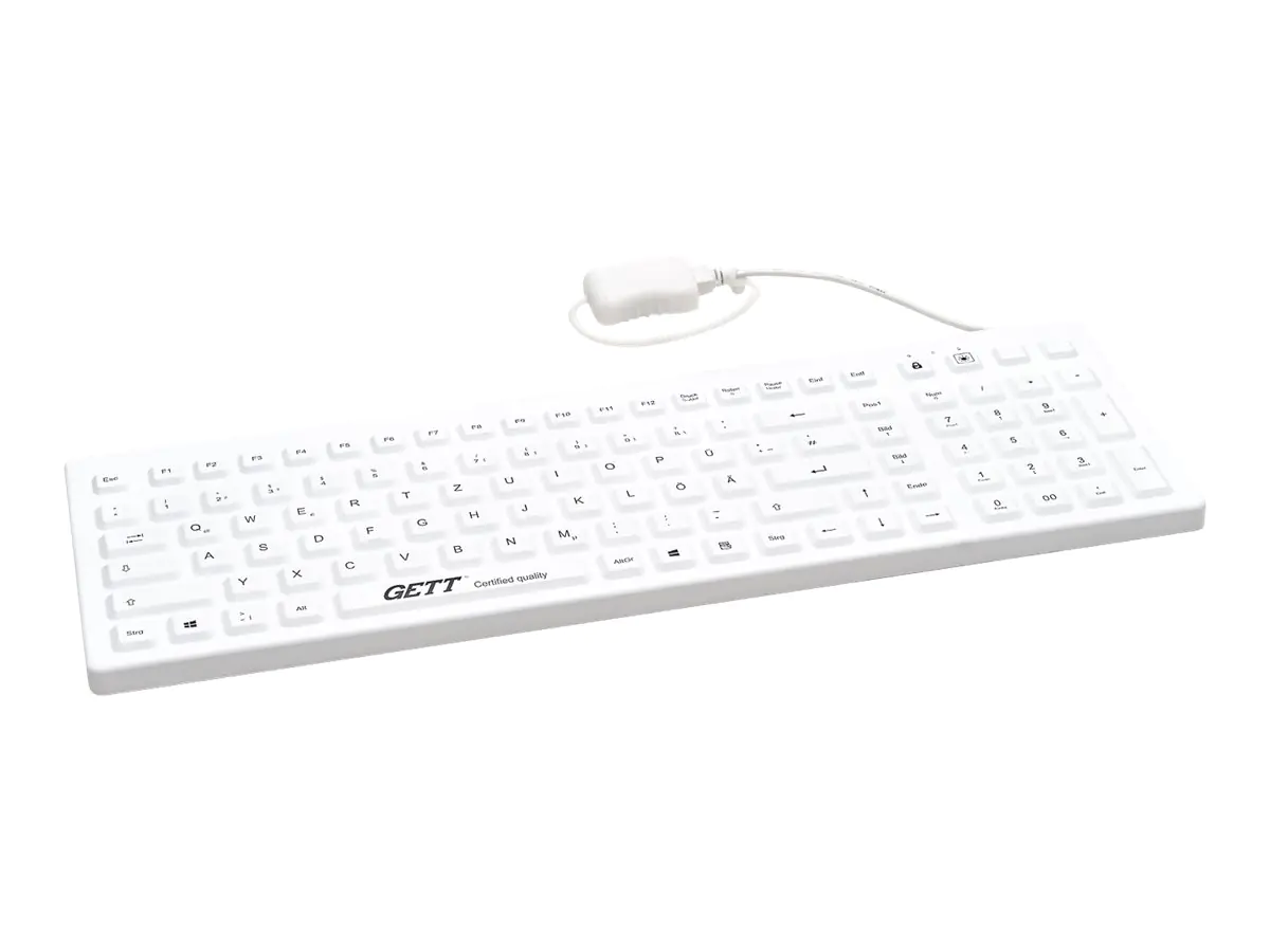 CleanType Prime Pro+ - Tastatur - waschbar - hintergrundbeleuchtet - USB - Schweiz - weiß