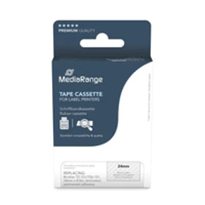 MEDIARANGE Schriftbandkassette schwarz auf transparent 8m x 24mm