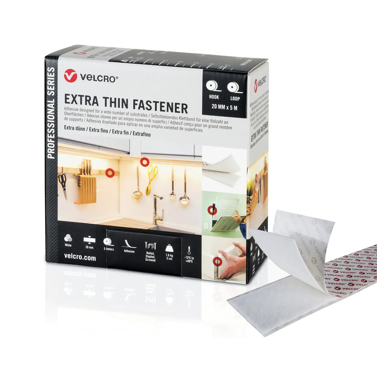 VELCRO XThin je5m Hkn&Flschb 50mm Weiß VEL-PS20017