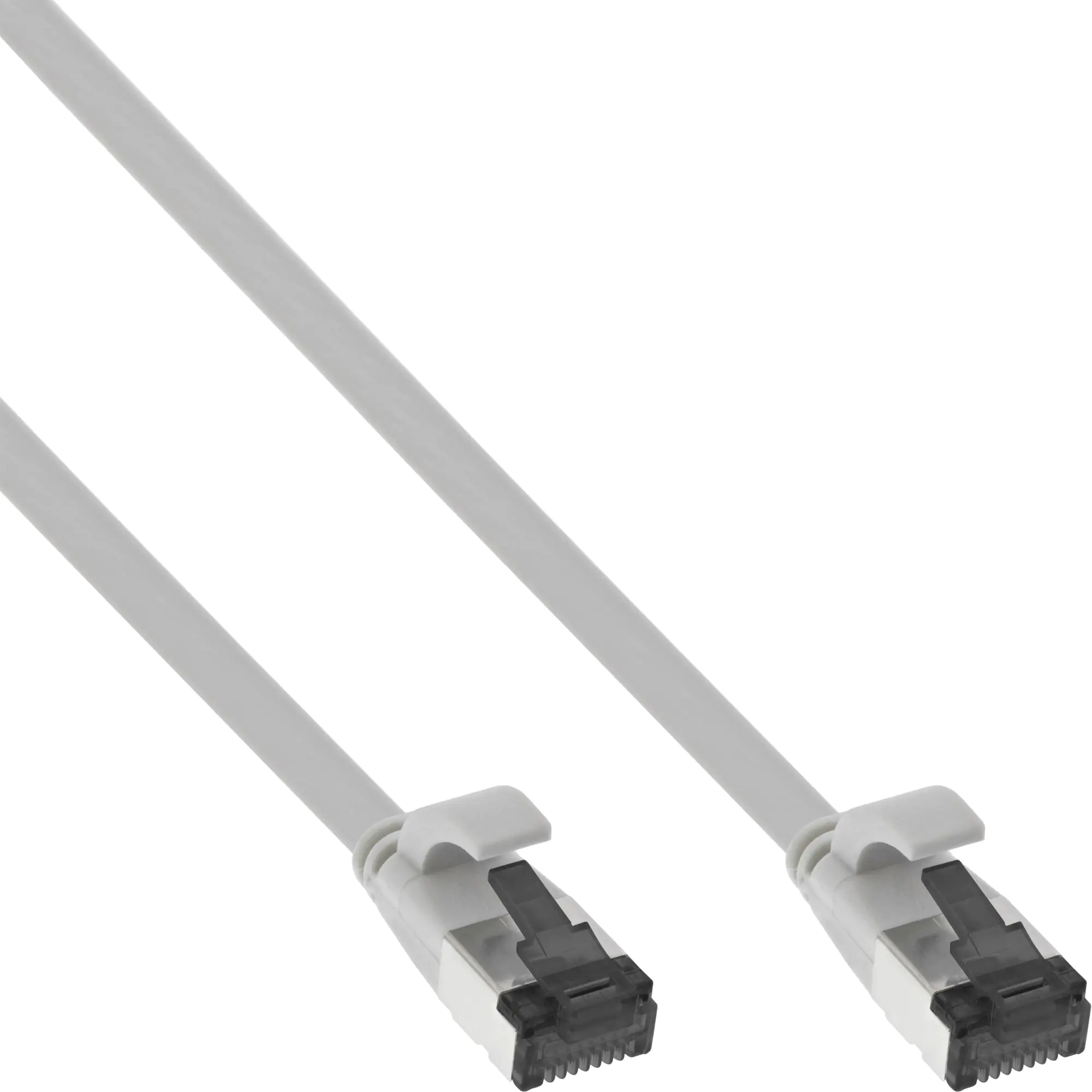 InLine Patchkabel flach - U/FTP - Cat.8.1 - TPE halogenfrei - grau - 0,3m 75813