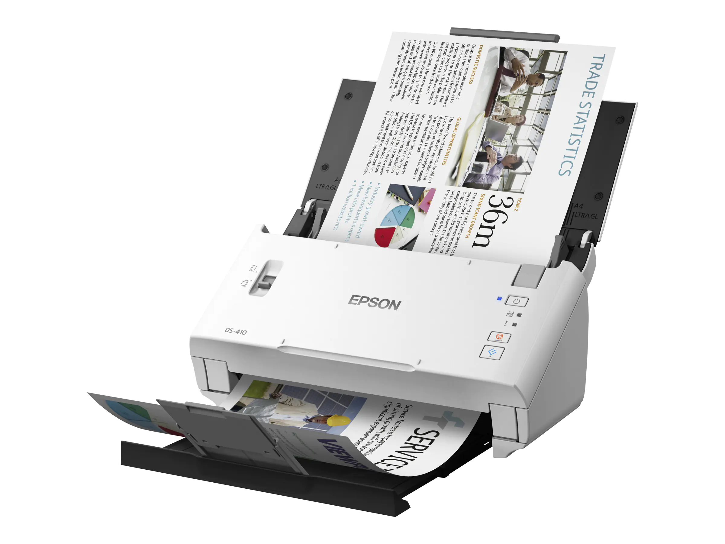 Epson WorkForce DS-410 - Dokumentenscanner - Contact Image Sensor (CIS) - Duplex - A4 - 600 dpi x 600 dpi - bis zu 26 Seiten/Min. (einfarbig) / bis zu 26 Seiten/Min. (Farbe) - automatischer Dokumenteneinzug (50 Blätter) - bis zu 3000 Scanvorgänge/Tag - US