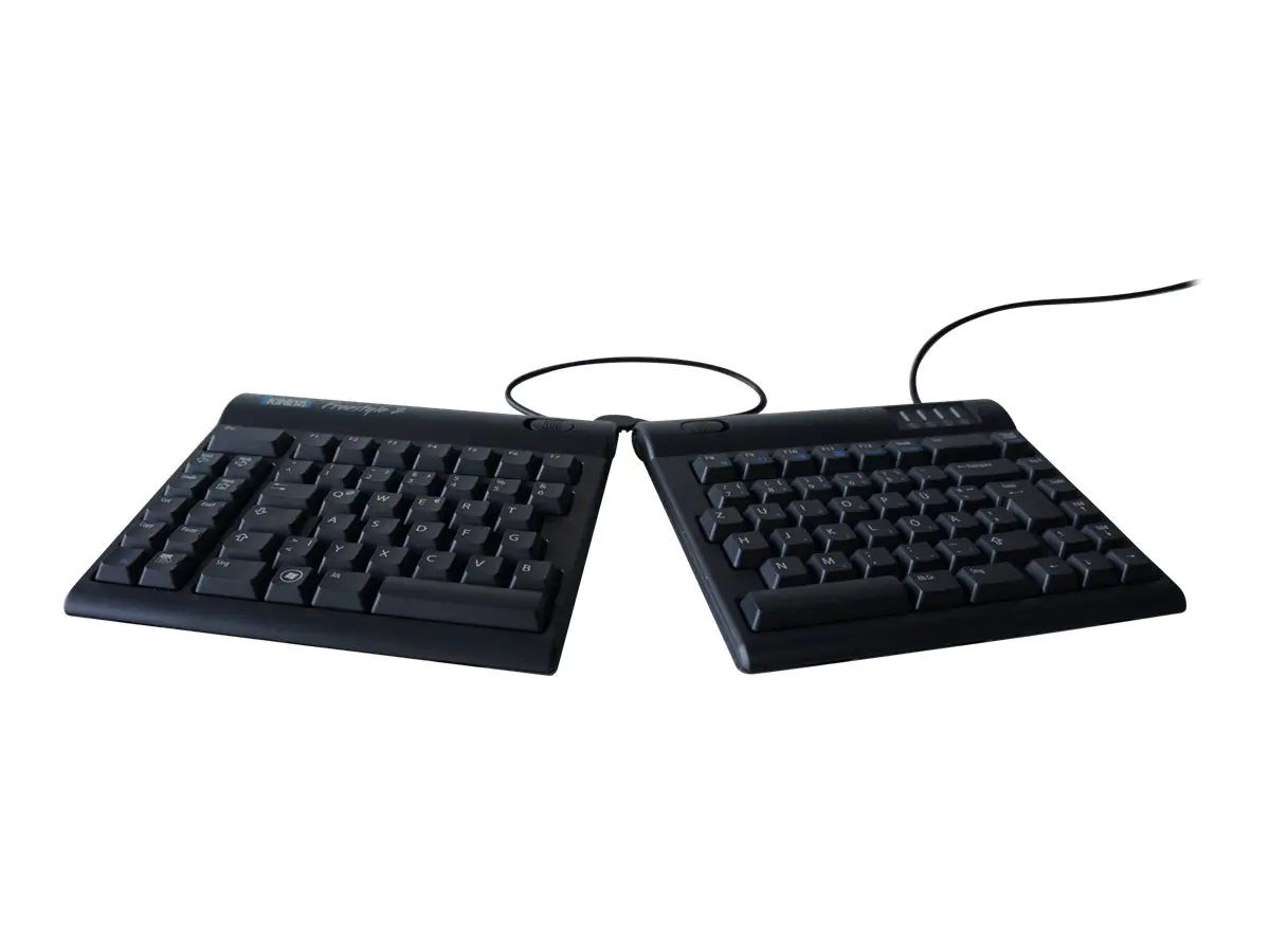 Kinesis R-Go Tools Kinesis Freestyle2 Tastatur QWERTZ 9 inch, Standard, Verkabelt, USB, Membran-Schlüsselschalter, QWERTZ, Schwarz KB800PB-de