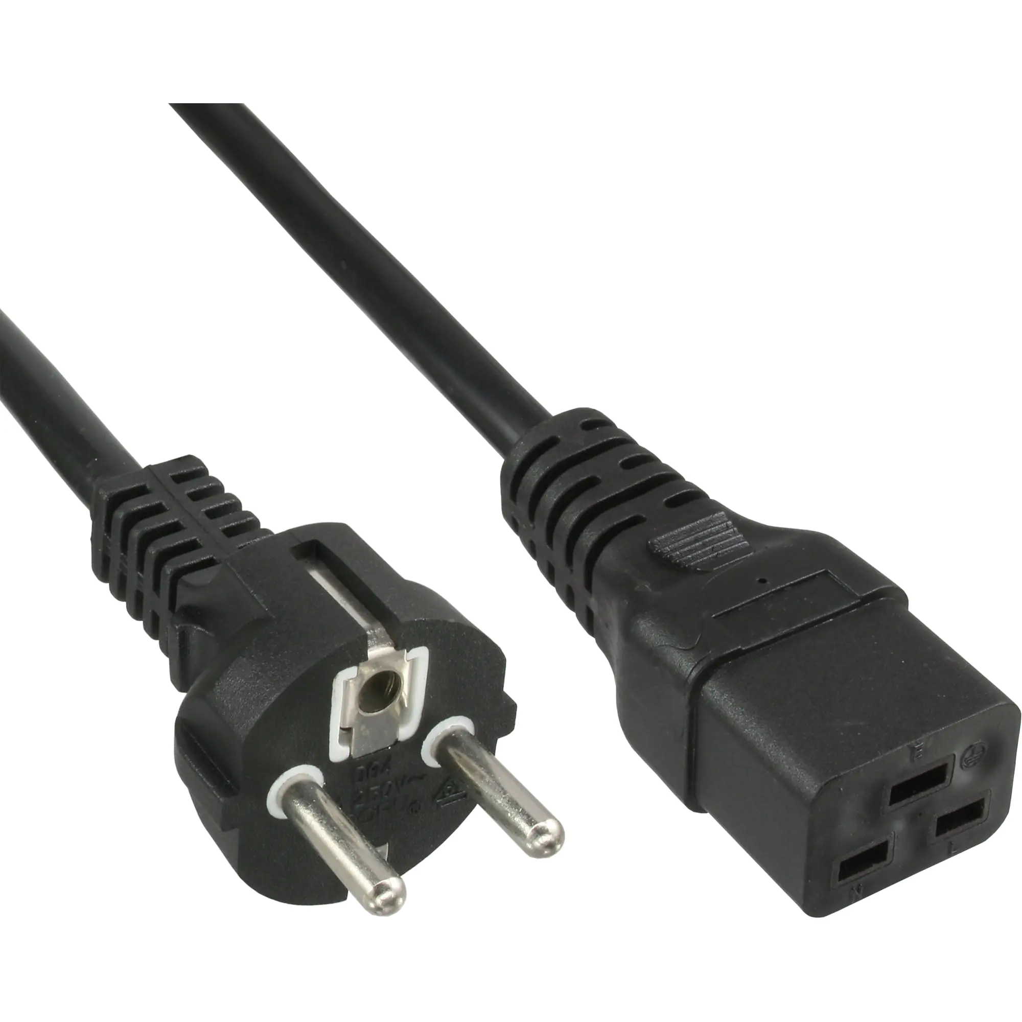 InLine - Stromkabel - IEC 60320 C19 16A bis CEE 7/7 (M) - Wechselstrom 250 V - 2 m - Schwarz