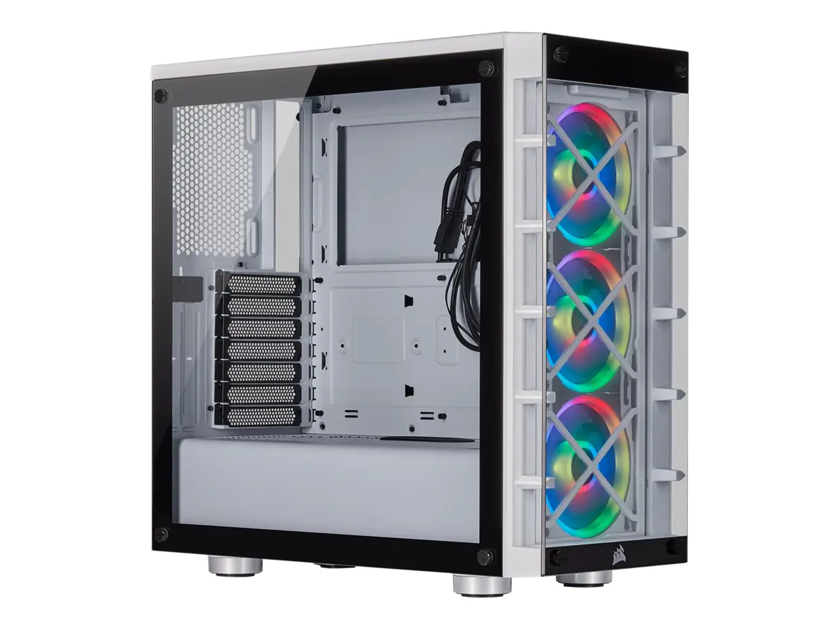 CORSAIR iCUE 465X RGB - Tower - ATX - Seitenteil mit Fenster (gehärtetes Glas) - keine Spannungsversorgung (ATX) - weiß - USB/Audio