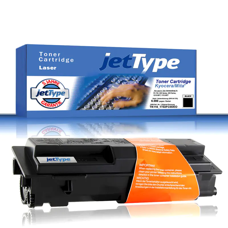 jetType Toner kompatibel zu Kyocera/Mita TK110 1T02FC0DEO schwarz 6.000 Seiten jetType Toner kompatibel zu Kyocera/Mita TK110 1T02FC0DEO schwarz 6.000 Seiten