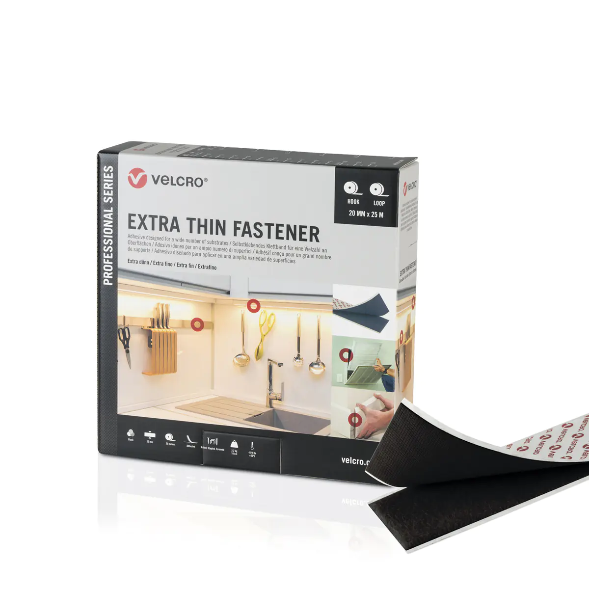 VELCRO XThin je25m Hkn&Flschb 50mm Schwz VEL-PS20014