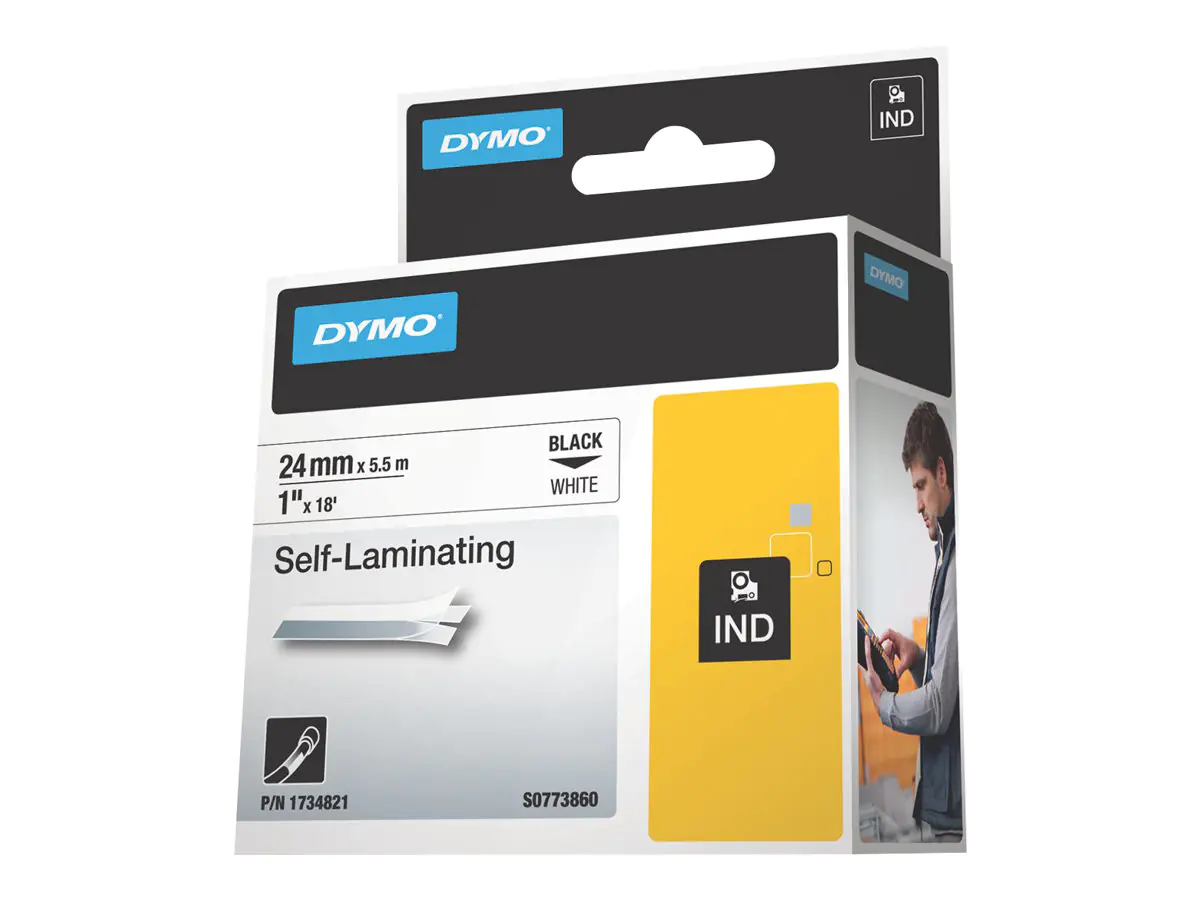 Dymo RhinoPRO Self Laminating - Vinyl - Schwarz auf Weiß - Rolle (2,4 cm x 5,5 m) 1734821