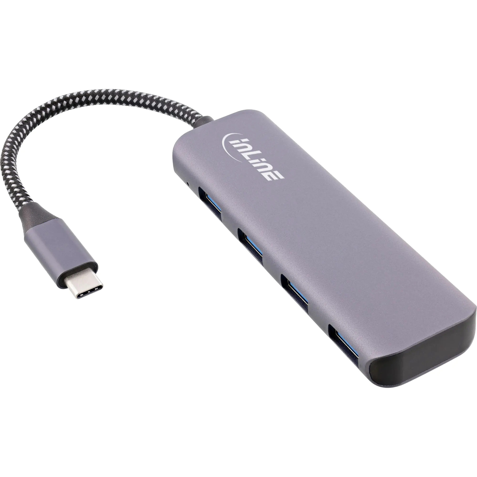 InLine USB 3.2 Hub - USB-C zu 4x USB A 10Gb/s - Metallgehäuse - grau 33271R