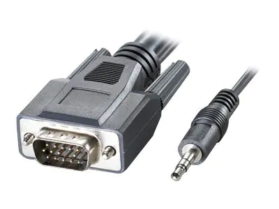 Roline - VGA-Kabel - HD-15 (VGA), Stereo Mini-Klinkenstecker (M) zu HD-15 (VGA), Stereo Mini-Klinkenstecker (M) - 10 m - Daumenschrauben - Dunkelgrau