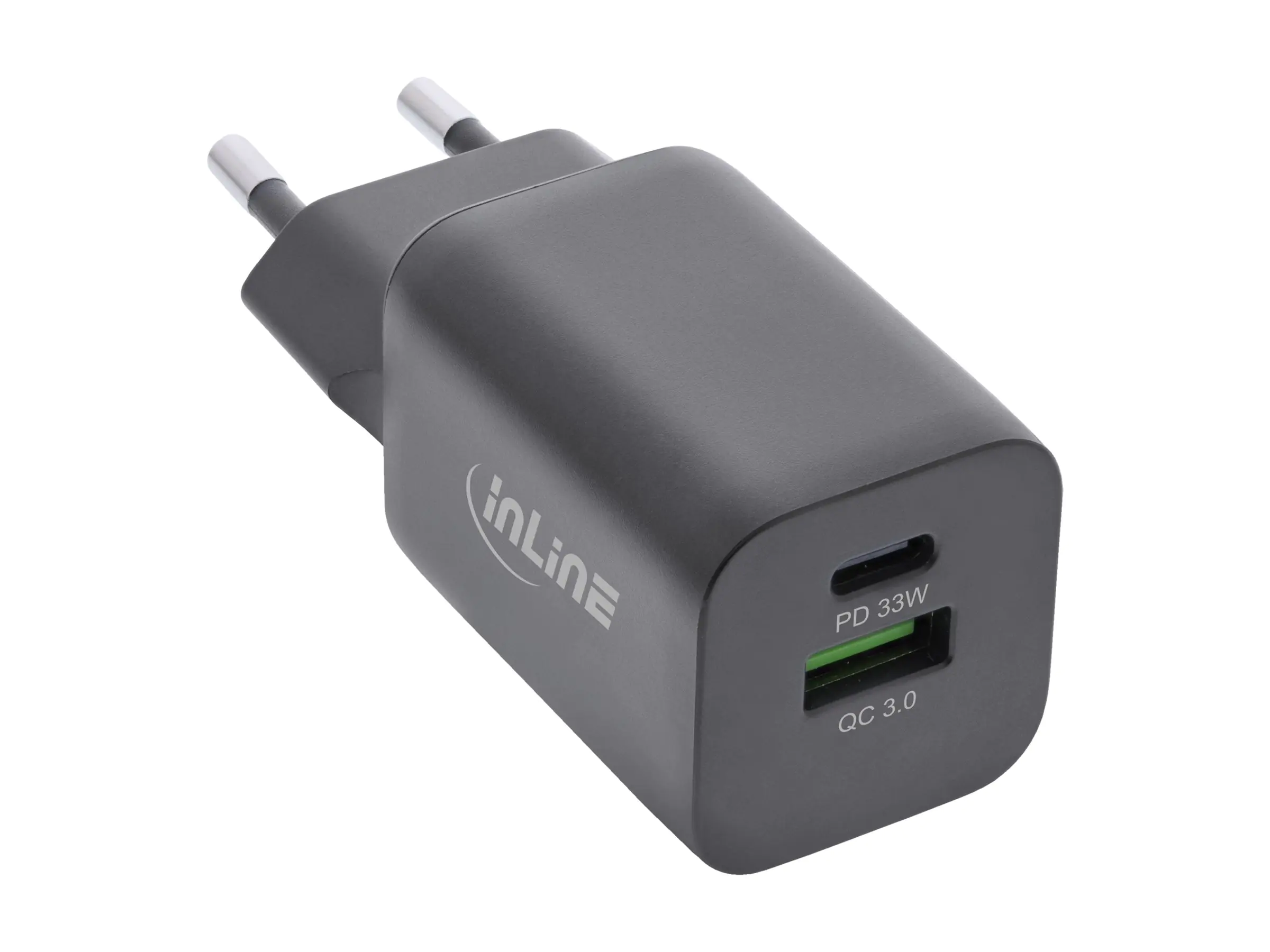 InLine Power Delivery + Quick Charge USB Netzteil - 33W - USB-A + USB-C - schwarz 31508C