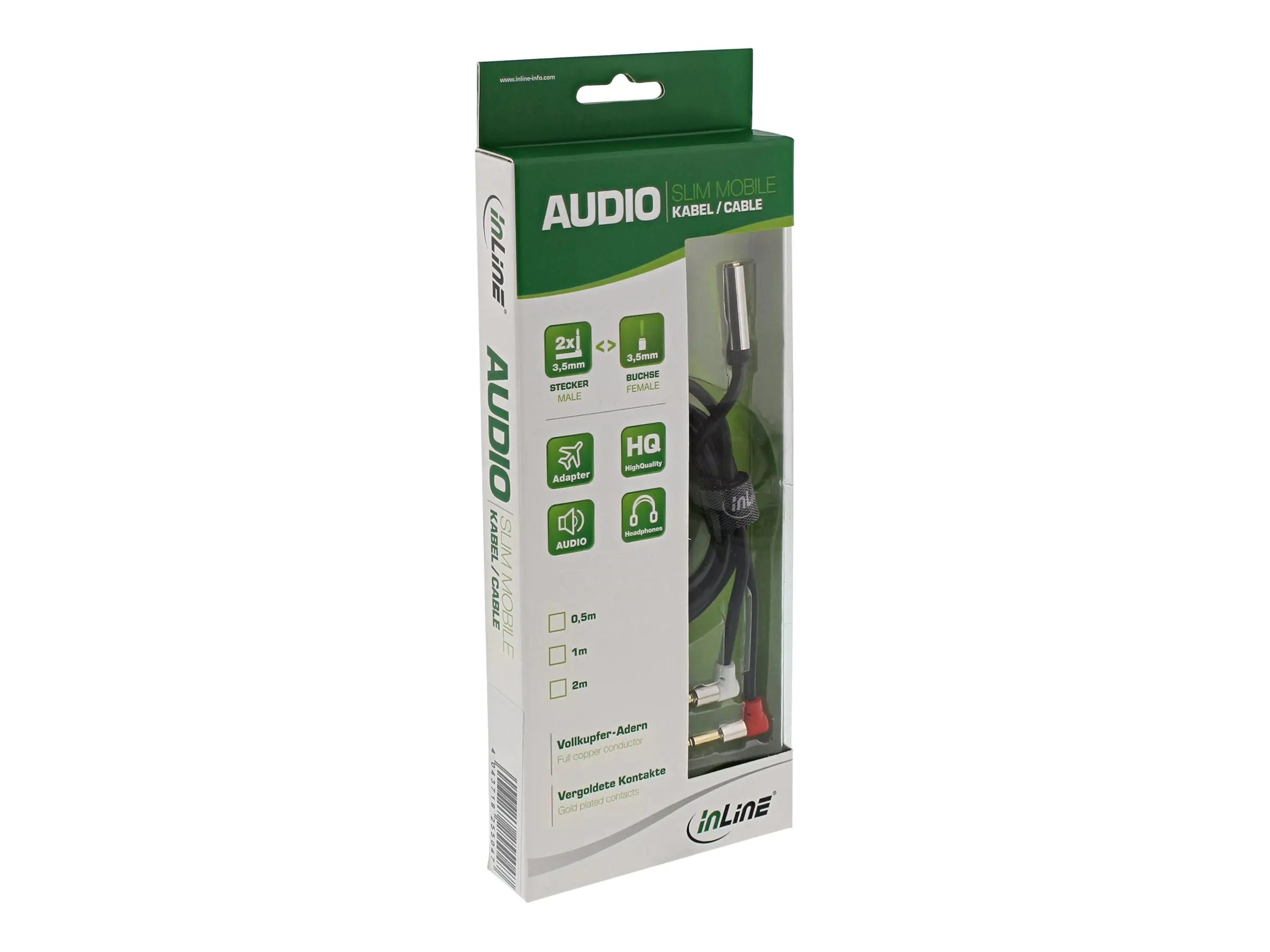 InLine Slim Audio Kopfh. Flugz.-Adapterkab. - 2x3,5mm ST / 3,5mm BU 3pol - 2m 99251B