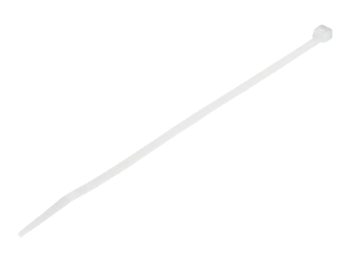 StarTech 20cm(8") Cable Ties, 4mm(1/8") wide, 55mm(2-1/8") Bundle Diameter, 22kg(50lb) Tensile Strength, Nylon Self Locking Zip Ties with Curved Tip, 94V-2/UL Listed, 100 Pack, White - Nylon 66 Plastic - TAA (CBMZT8N) - Kabelbinder - 20.32 cm - weiß - TAA