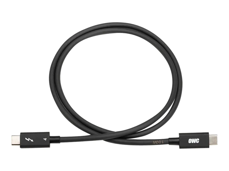 OWC - USB-Kabel - 24 pin USB-C (M) zu 24 pin USB-C (M) - Thunderbolt 3 / Thunderbolt 4 - 20 V - 5 A - 72 cm - 8K Unterstützung, USB-Stromversorgung (100 W) - Schwarz