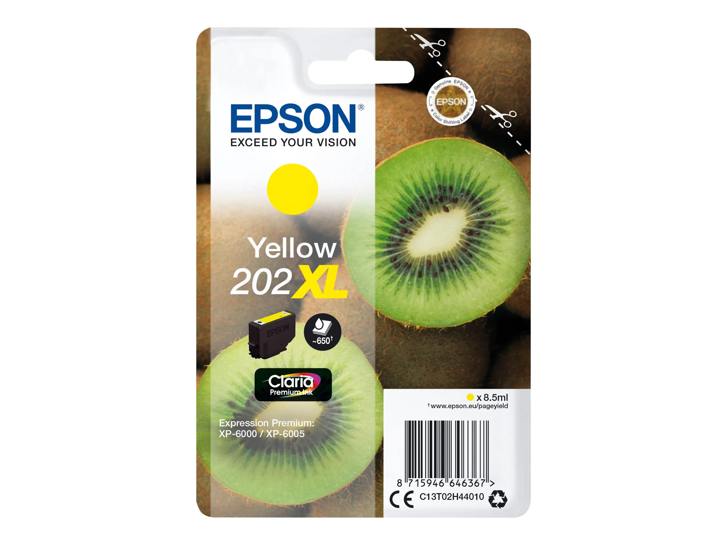 Epson 202XL - 8.5 ml - XL - Gelb - Original - Blisterverpackung - Tintenpatrone - für Expression Premium XP-6000, XP-6005, XP-6100, XP-6105 Epson 202XL - 8.5 ml - XL - Gelb - Original - Blisterverpackung - Tintenpatrone - für Expression Premium XP-6000, XP-6005, XP-6100, XP-6105