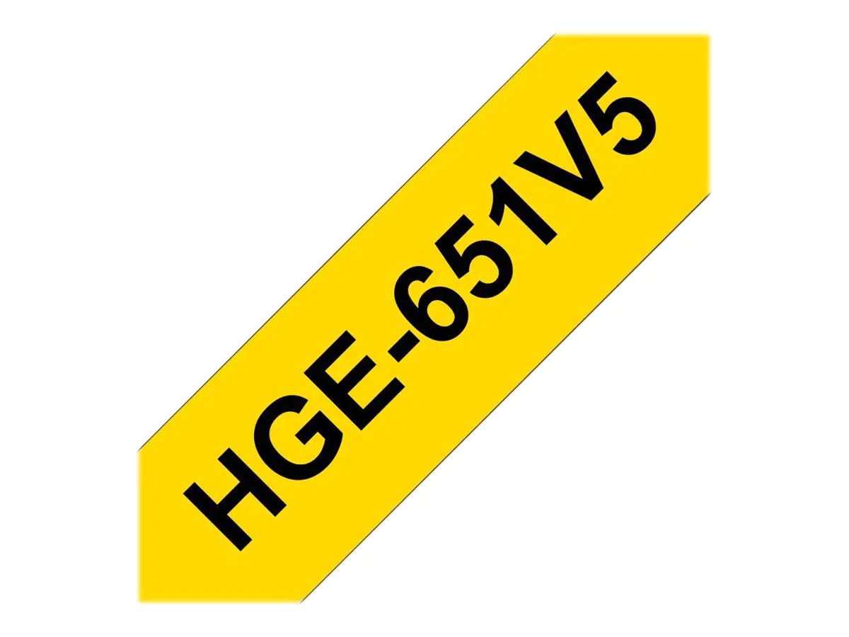 Brother HGE-651V5 - Schwarz auf Gelb - Rolle (2,4 cm x 8 m) 5 Kassette(n) laminiertes Band - für P-Touch PT-9500pc, PT-9700PC, PT-9800PCN; P-Touch R RL-700S