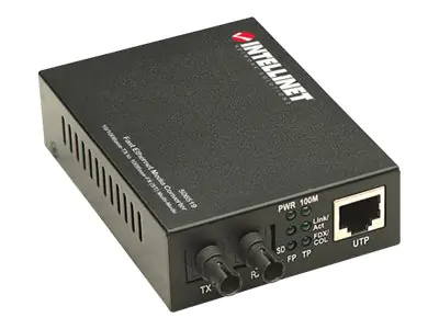 Intellinet Fast Ethernet Media Converter, 10/100Base-Tx to 100Base-Fx (ST) Multi-Mode, 2 km (1.24 mi) - Medienkonverter - 100Mb LAN - 10Base-T, 100Base-FX, 100Base-TX - bis zu 2 km - 1310 nm Intellinet Fast Ethernet Media Converter, 10/100Base-Tx to 100Base-Fx (ST) Multi-Mode, 2 km (1.24 mi) - Medienkonverter - 100Mb LAN - 10Base-T, 100Base-FX, 100Base-TX - bis zu 2 km - 1310 nm
