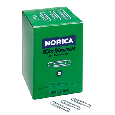 NORICA Büroklammer 2220 32mm Metall glanzverzinkt 1.000 St./Pack. NORICA Büroklammer 2220 32mm Metall glanzverzinkt 1.000 St./Pack.