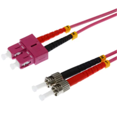 Helos - Patch-Kabel - ST multi-mode (M) zu SC multi-mode (M) - 1 m - Glasfaser - Duplex - 50/125 Mikrometer - OM4 - Erikaviolett