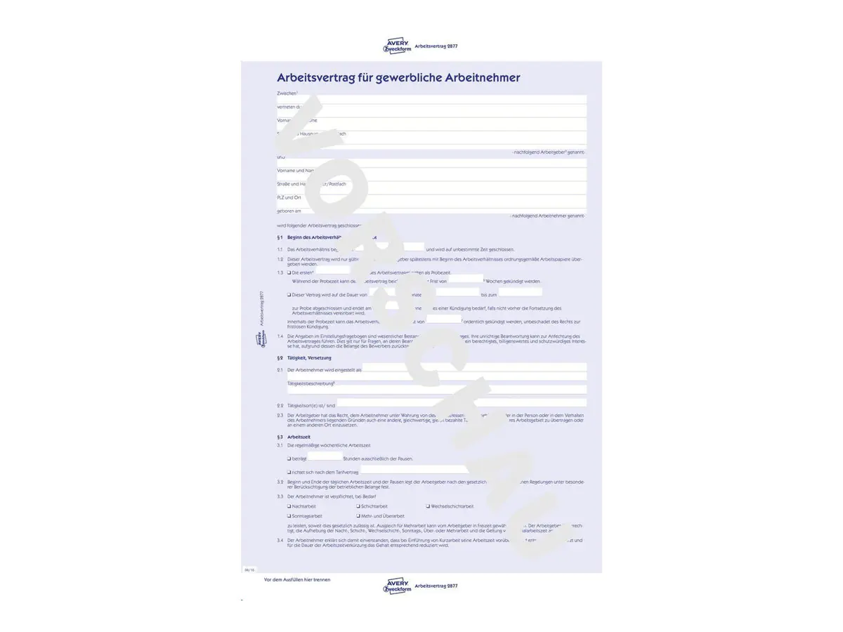 Avery Zweckform Arbeitsvertrag - A4 (210 x 2877