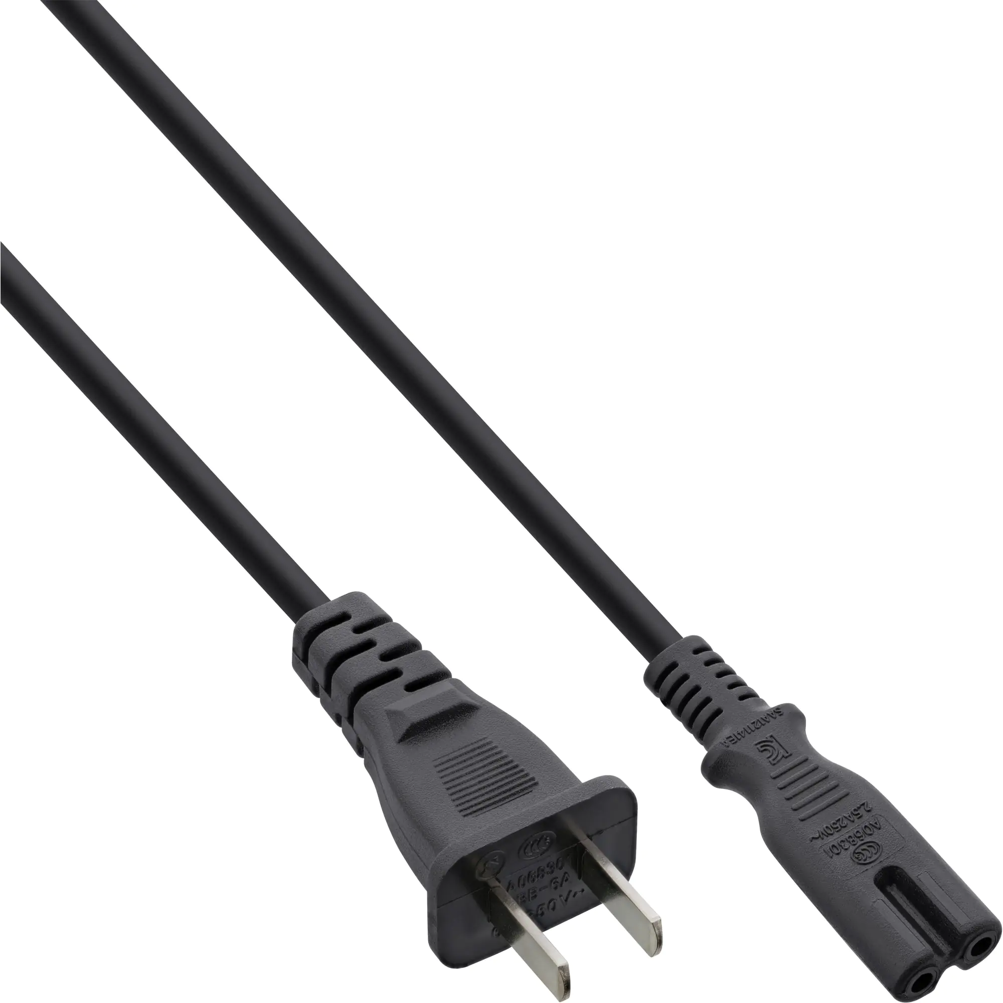 InLine - Stromkabel - NEMA 1-15 (M) zu power IEC 60320 C7 - 250 V - 2.5 A - 1.8 m - Schwarz - China