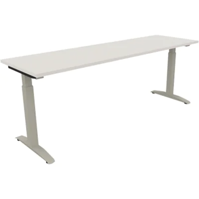 Schreibtisch Kufe Einzels. Quadrat B2000xT600xH650-850 si/Weiß Schreibtisch Kufe Einzels. Quadrat B2000xT600xH650-850 si/Weiß