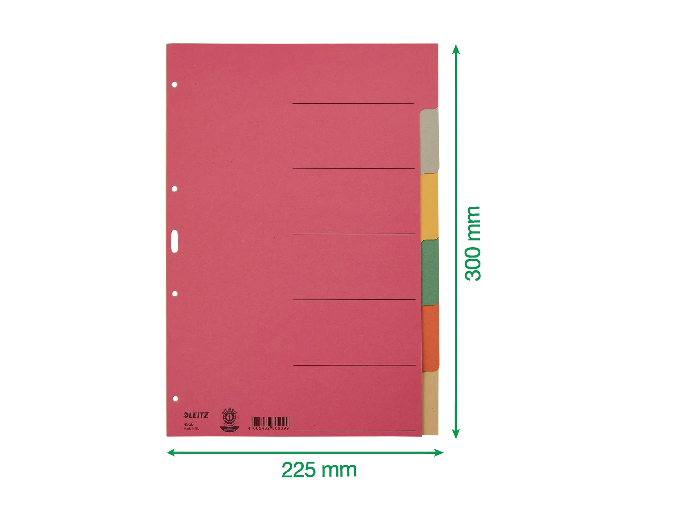 Leitz Register 43580000 blanko DIN A4 Karton farbig sortiert