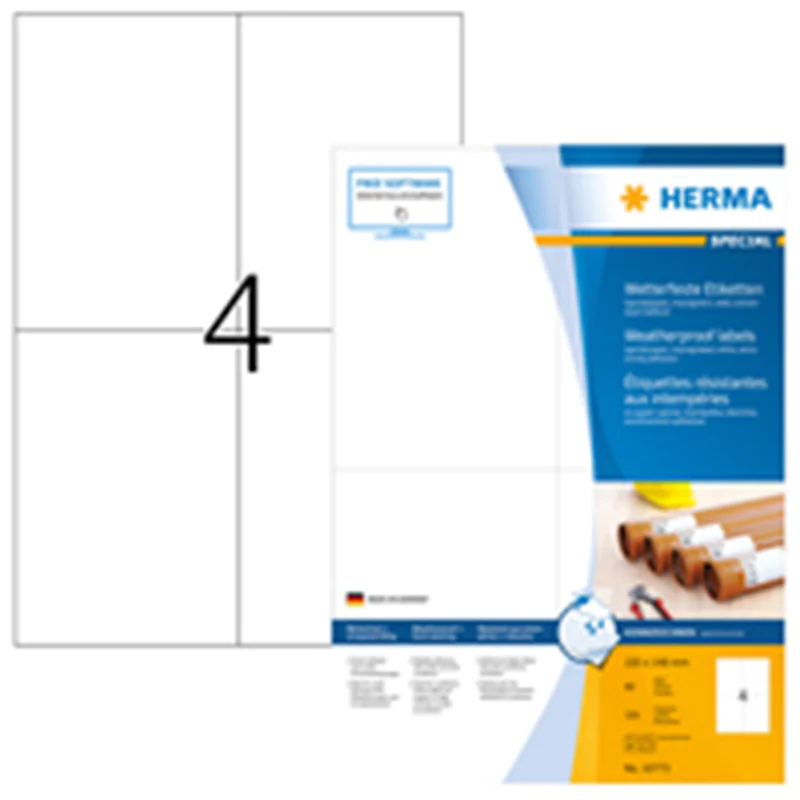 HERMA Etiketten 105x148mm weiß wetterfest A4 LaserCopy Pack 320 Stück - Etiketten/Beschriftungs