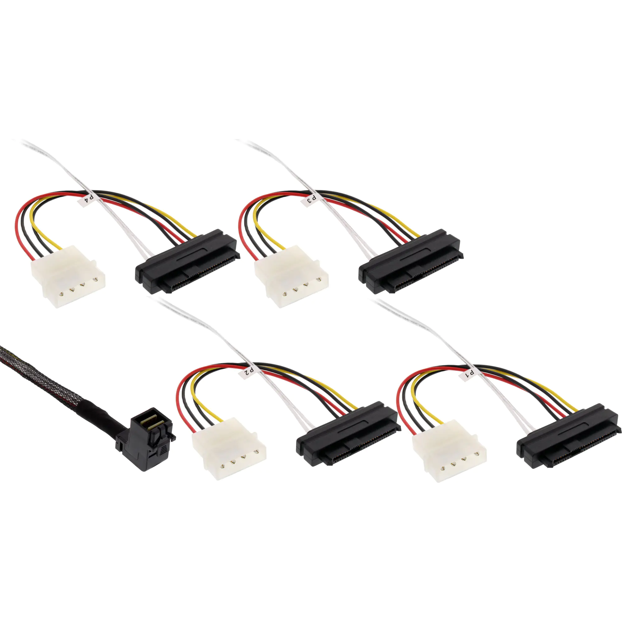 InLine - Internes SAS-Kabel - gerade durchgeführt - 4-Lane - 4x Mini SAS HD (SFF-8643) zu interne Stromversorgung, 4-polig, interne SAS, 29-polig (SFF-8482) - 1 m - 90° Stecker - Schwarz InLine - Internes SAS-Kabel - gerade durchgeführt - 4-Lane - 4x Mini SAS HD (SFF-8643) zu interne Stromversorgung, 4-polig, interne SAS, 29-polig (SFF-8482) - 1 m - 90° Stecker - Schwarz