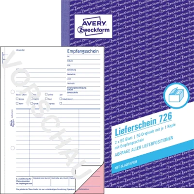 Avery Zweckform Lieferschein 726 DIN A5 2x50Blatt Avery Zweckform Lieferschein 726 DIN A5 2x50Blatt
