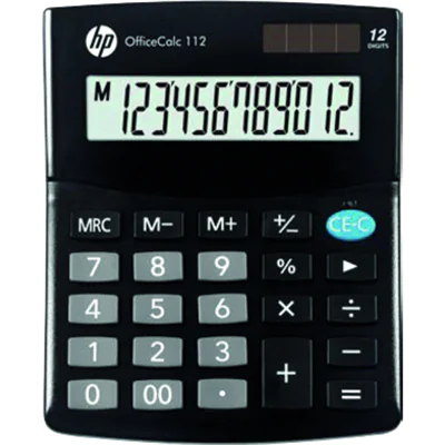 HP Tischrechner OfficeCalc 112 101 x 33 x 125 mm (B x H x T) Solar-Energie, Batterie schwarz HP Tischrechner OfficeCalc 112 101 x 33 x 125 mm (B x H x T) Solar-Energie, Batterie schwarz