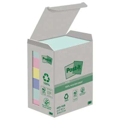 Post-it Haftnotiz Recycling Notes 653-1GB 51x38mm sortiert 6 St./Pack Post-it Haftnotiz Recycling Notes 653-1GB 51x38mm sortiert 6 St./Pack