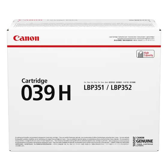 Canon 039 H - Schwarz - Original - Tonerpatrone - für imageCLASS LBP351dn, LBP351x, LBP352dn, LBP352x; i-SENSYS LBP351x, LBP352x; Satera LBP351i Canon 039 H - Schwarz - Original - Tonerpatrone - für imageCLASS LBP351dn, LBP351x, LBP352dn, LBP352x; i-SENSYS LBP351x, LBP352x; Satera LBP351i