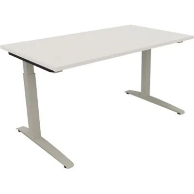 Schreibtisch Kufe Einzels. Quadrat B1400xT800xH650-850 si/Weiß Schreibtisch Kufe Einzels. Quadrat B1400xT800xH650-850 si/Weiß