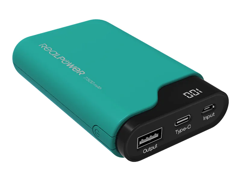 RealPower PB-7500C - Powerbank - 7500 mAh - 27 Wh - 2.1 A - 2 Ausgabeanschlussstellen (USB, USB-C) 243966